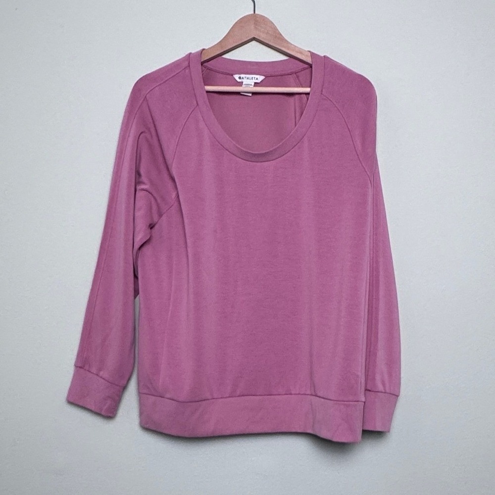 Athleta Seasoft Scoop Neck Sweatshirt Pullover Cozy Loungewear Mauve Pink Large